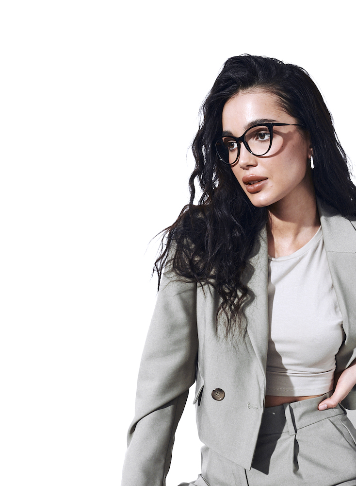 Czarne kocie okulary korekcyjne Youl Black kobieta czarne