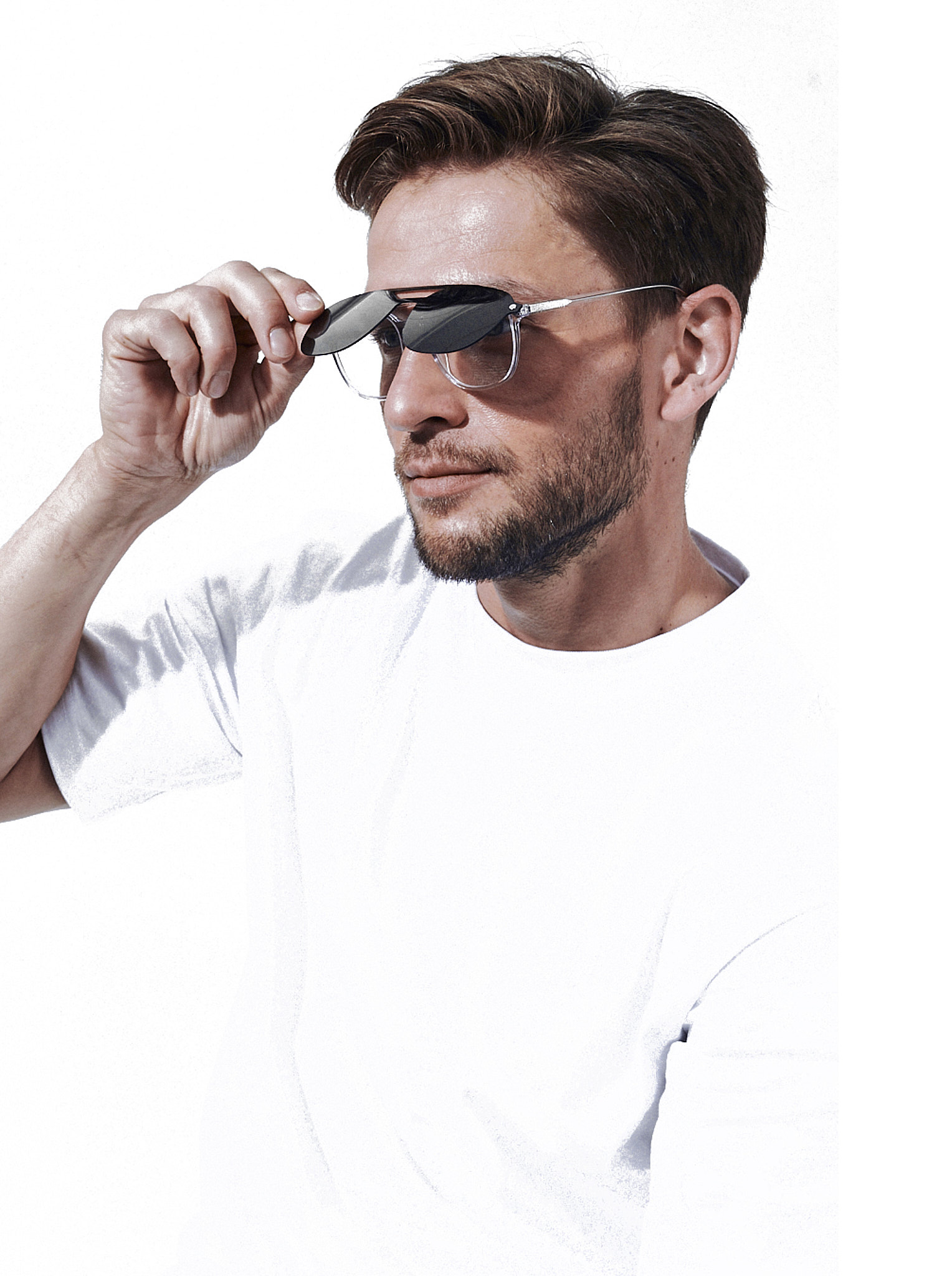 Okulary korekcyjne transparentne Youl Fogo na modelu awiatory nakładki clip on