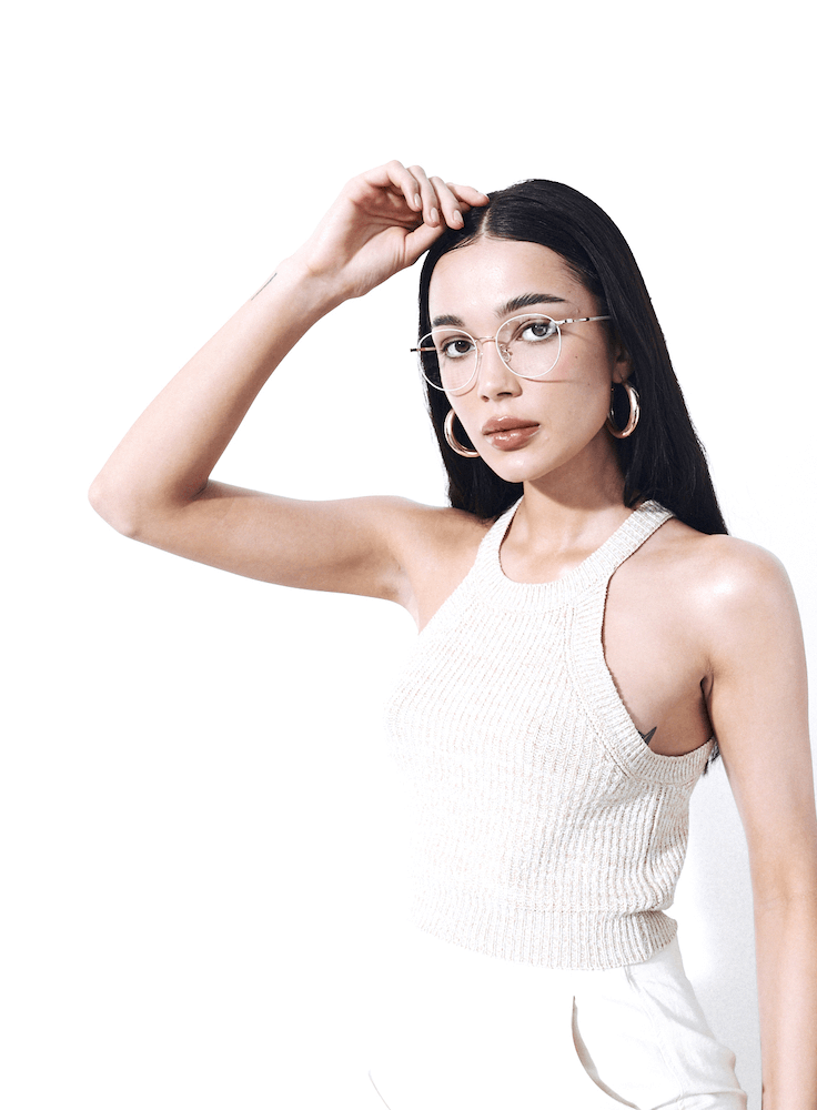 Metalowe okulary korekcyjne Youl Jura na modelce