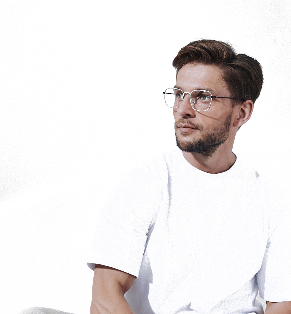 Szare okulary korekcyjne Youl Laut na modelu